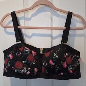 Black Floral Women's Bra
